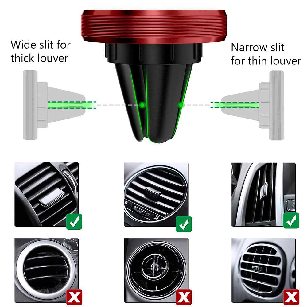 Soporte Magnetico para Rejilla de Coche con Iman Potente Telefono GPS Rojo