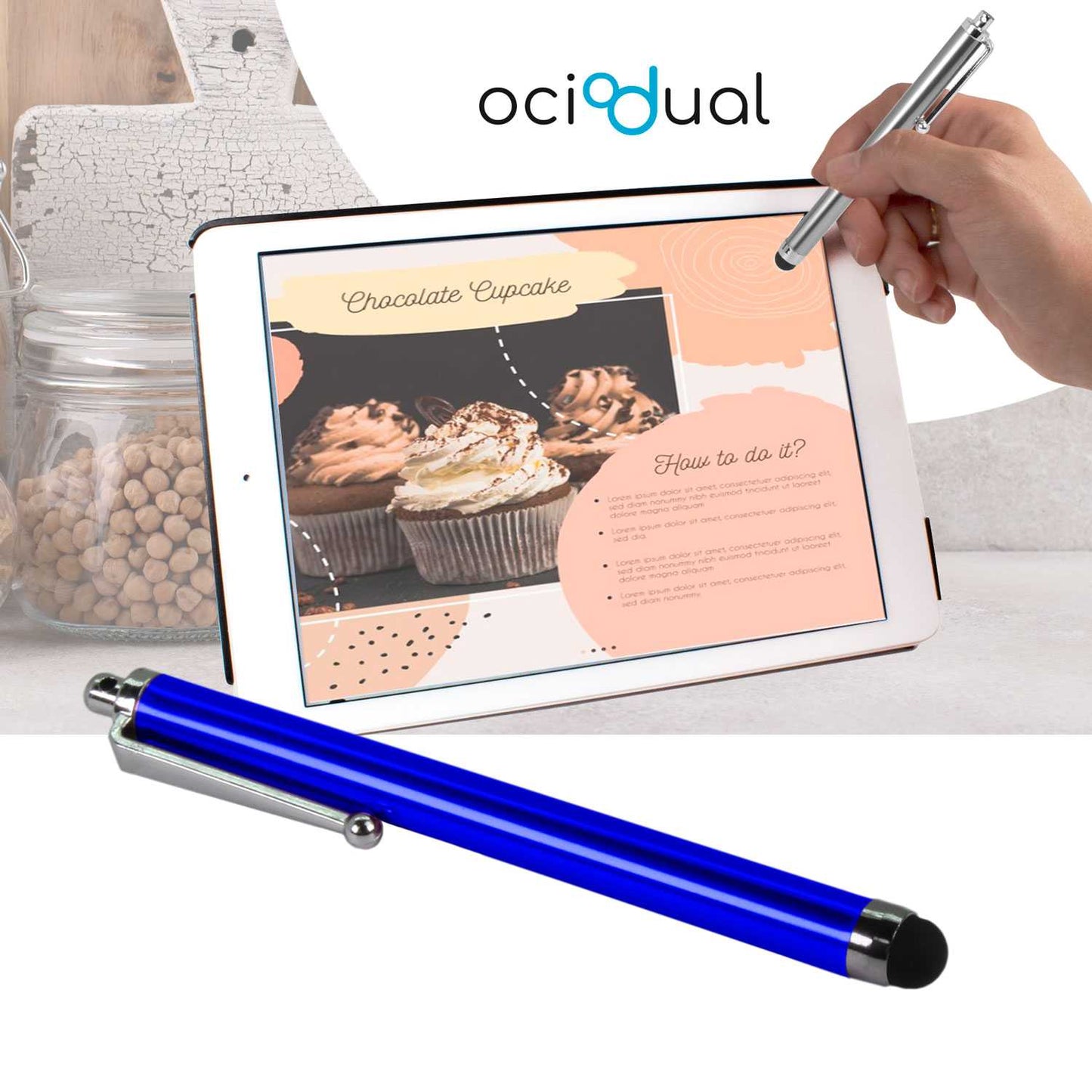 Lápiz para Pantalla Táctil, Lápiz Capacitivo Azul Oscuro para Tablet/iPad/iPhone/Smartphone/Android/IOS, Bolígrafo Táctil