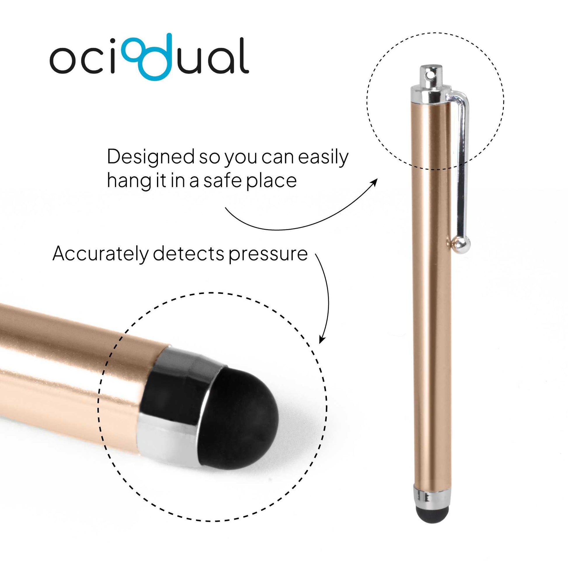 Lápiz para Pantalla Táctil, Lápiz Capacitivo Dorado para Tablet/iPad/iPhone/Smartphone/Android/IOS, Bolígrafo Táctil