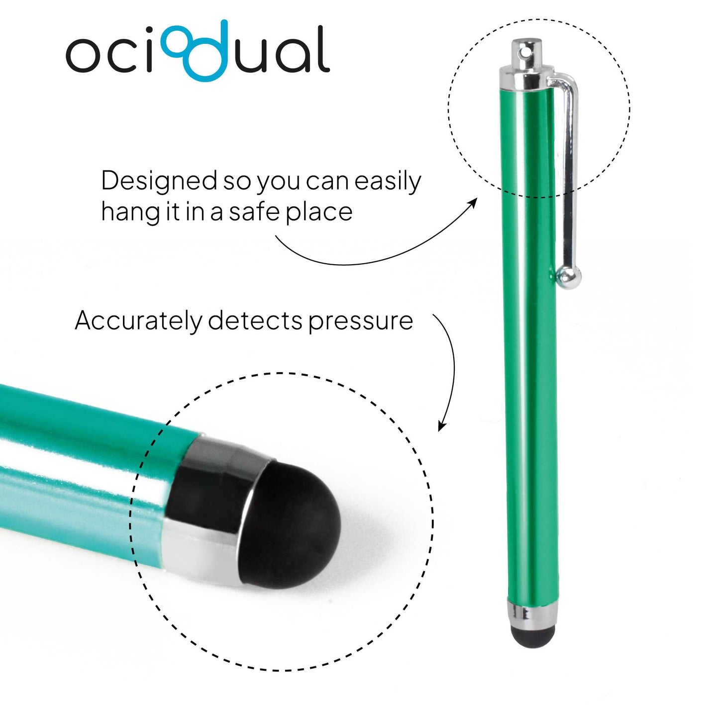 Lápiz para Pantalla Táctil, Lápiz Capacitivo Verde para Tablet/iPad/iPhone/Smartphone/Android/IOS, Bolígrafo Táctil