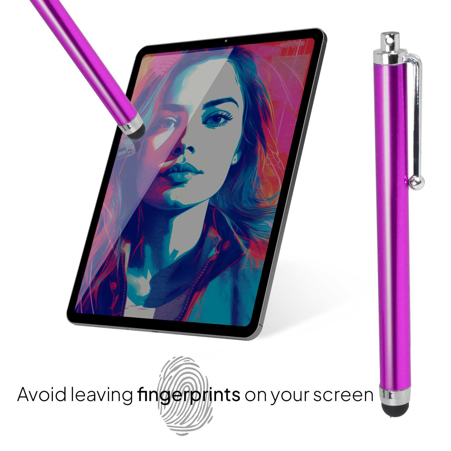 Lápiz para Pantalla Táctil, Lápiz Capacitivo Morado para Tablet/iPad/iPhone/Smartphone/Android/IOS, Bolígrafo Táctil