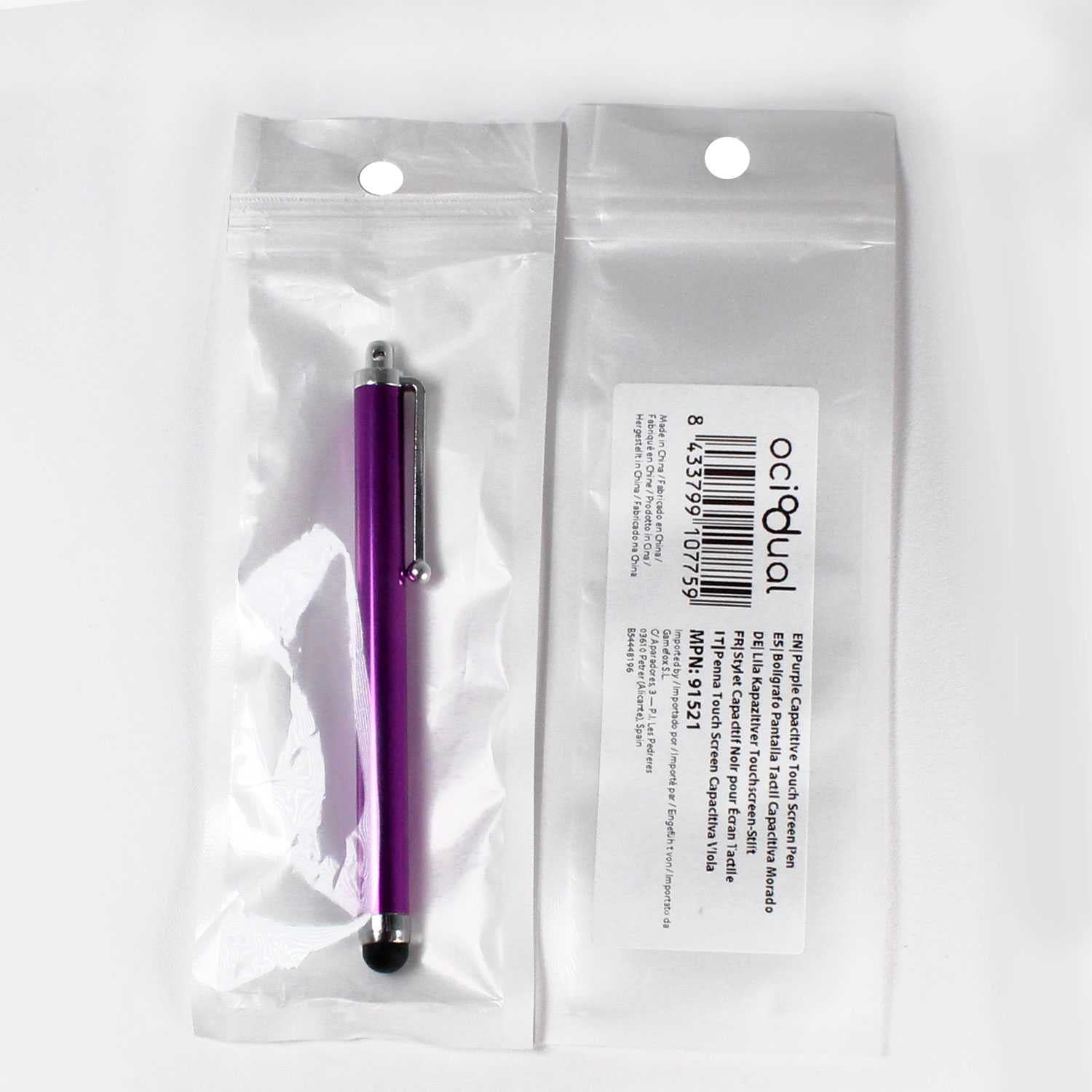 Lápiz para Pantalla Táctil, Lápiz Capacitivo Morado para Tablet/iPad/iPhone/Smartphone/Android/IOS, Bolígrafo Táctil