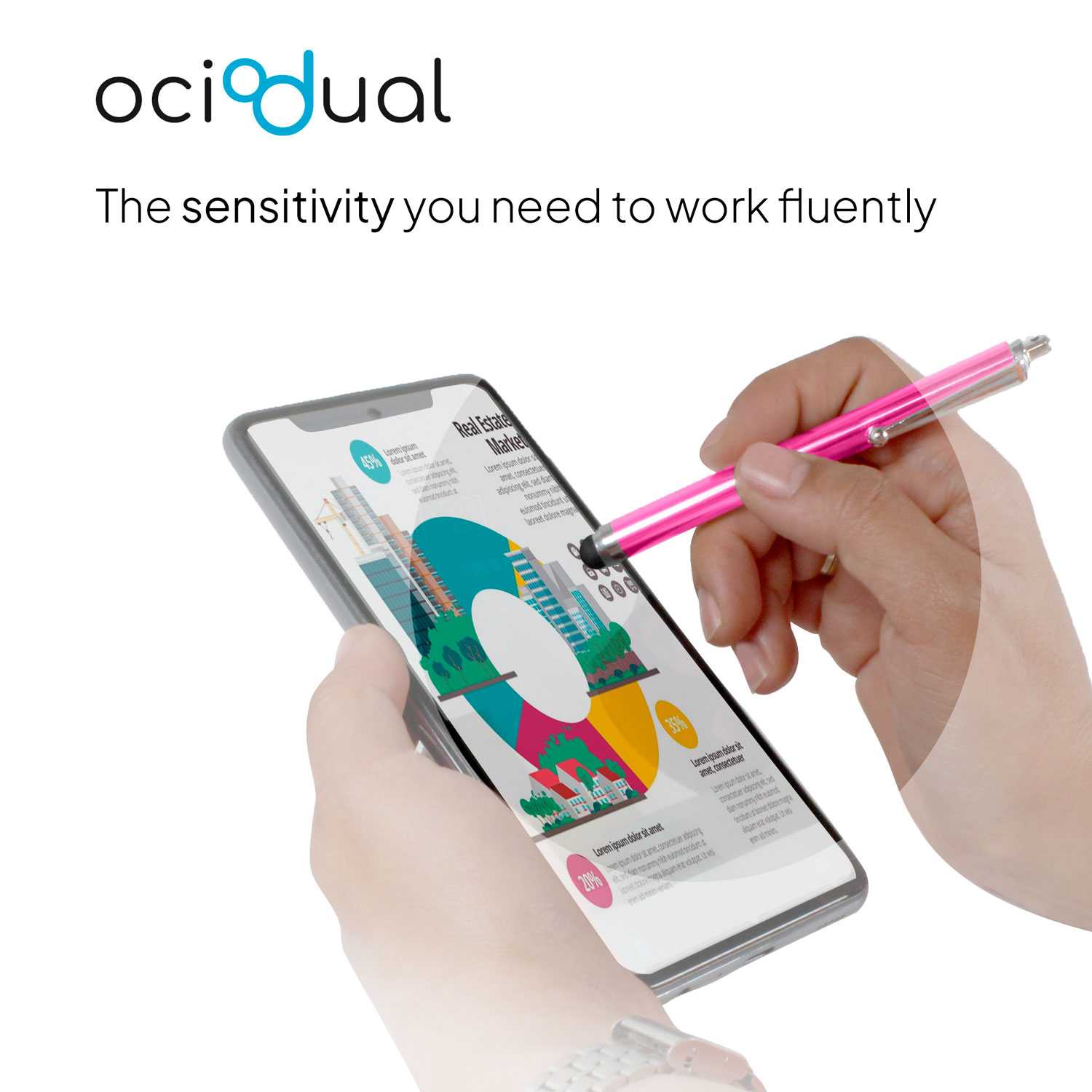 Lápiz para Pantalla Táctil, Lápiz Capacitivo Rosa para Tablet/iPad/iPhone/Smartphone/Android/IOS, Bolígrafo Táctil