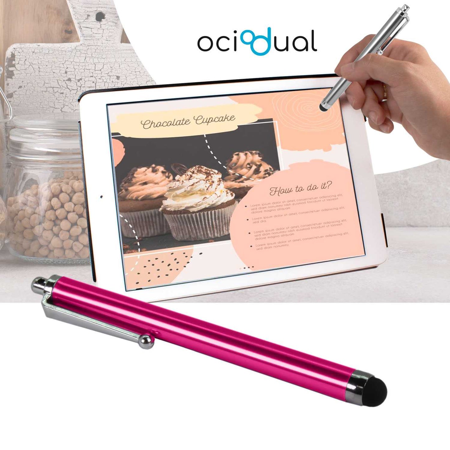 Lápiz para Pantalla Táctil, Lápiz Capacitivo Rosa Oscuro para Tablet/iPad/iPhone/Smartphone/Android/IOS, Bolígrafo Táctil