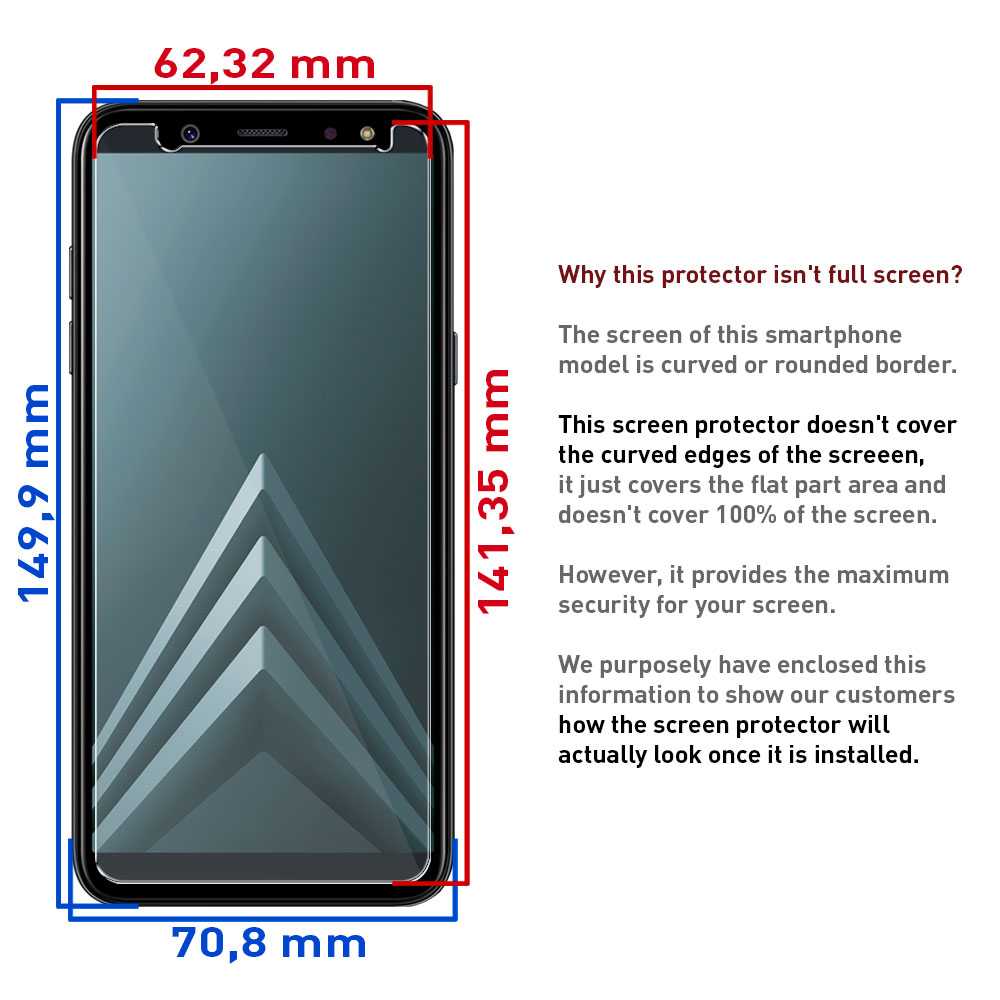 Protector de Pantalla para Samsung Galaxy A6 2018 Cristal Templado Premium 9H 2.5D Vidrio Plano Anti Golpes Arañazos