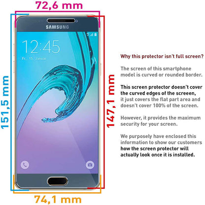 Protector de Pantalla Cristal Templado Premium Compatible con Samsung Galaxy A7 2016 Vidrio Plano 9H Anti Arañazos