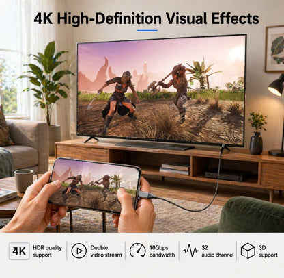 Cable USB C 3.1 a HDTV 2.0 Macho Full HD 4K XHD 60Hz TV Compatible con Sam Galax S21 S20 S10 S9 S8 Huaw P40 P30 P20