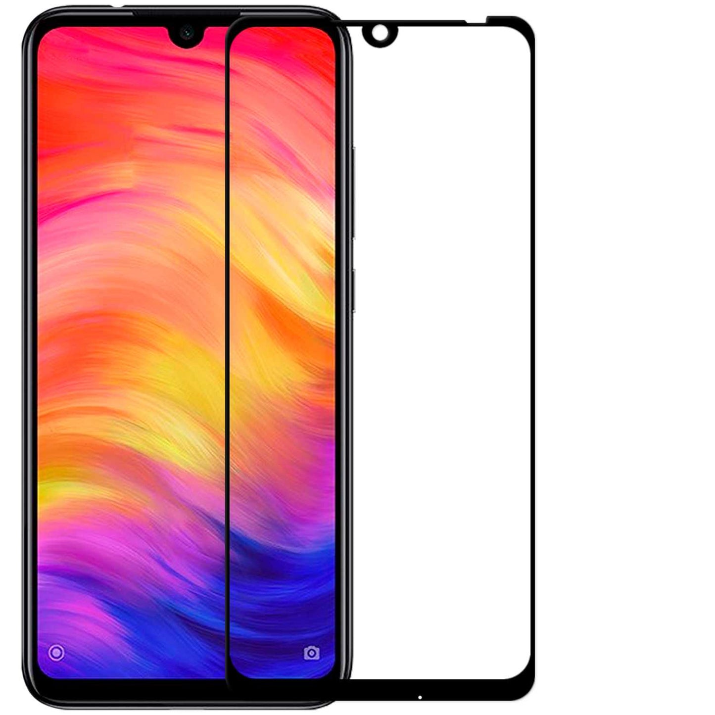 Protector de Pantalla Cristal Premium Borde Redondo Negro Compatible con Xiaomi Redmi Note 7 Vidrio Templado Antigolpes