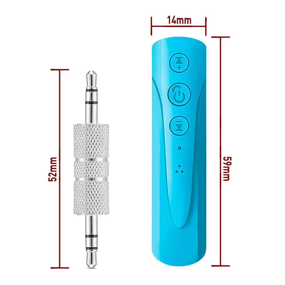 Receptor de Audio Inalámbrico Azul Bluetooth 4.1 Jack 3.5mm Manos Libres Sonido Estéreo Micrófono para Aux Radio Coche
