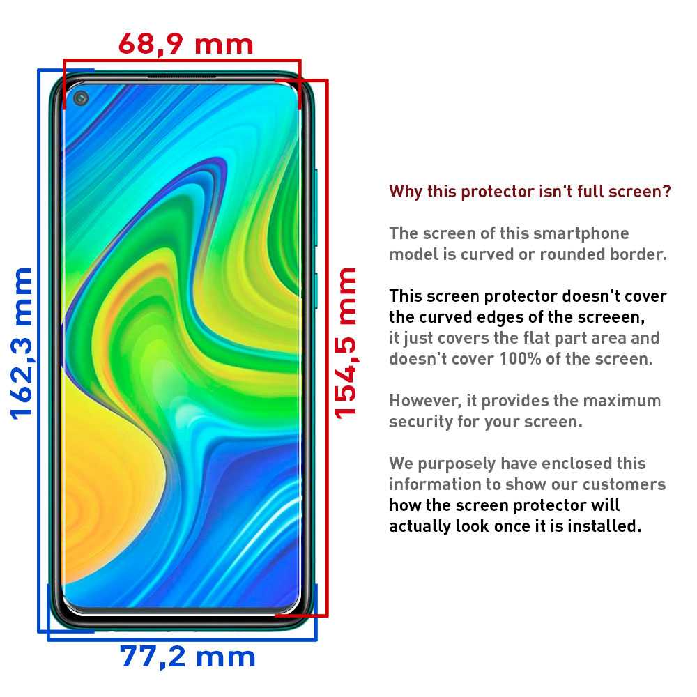 Protector de Pantalla para Xiaomi Redmi Note 9 Cristal Templado Premium 9H 2.5D 0.3mm Vidrio Plano Anti Golpes Arañazos