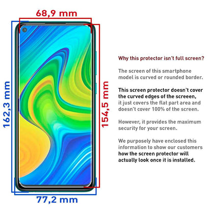 Protector de Pantalla para Xiaomi Redmi Note 9 Cristal Templado Premium 9H 2.5D 0.3mm Vidrio Plano Anti Golpes Arañazos