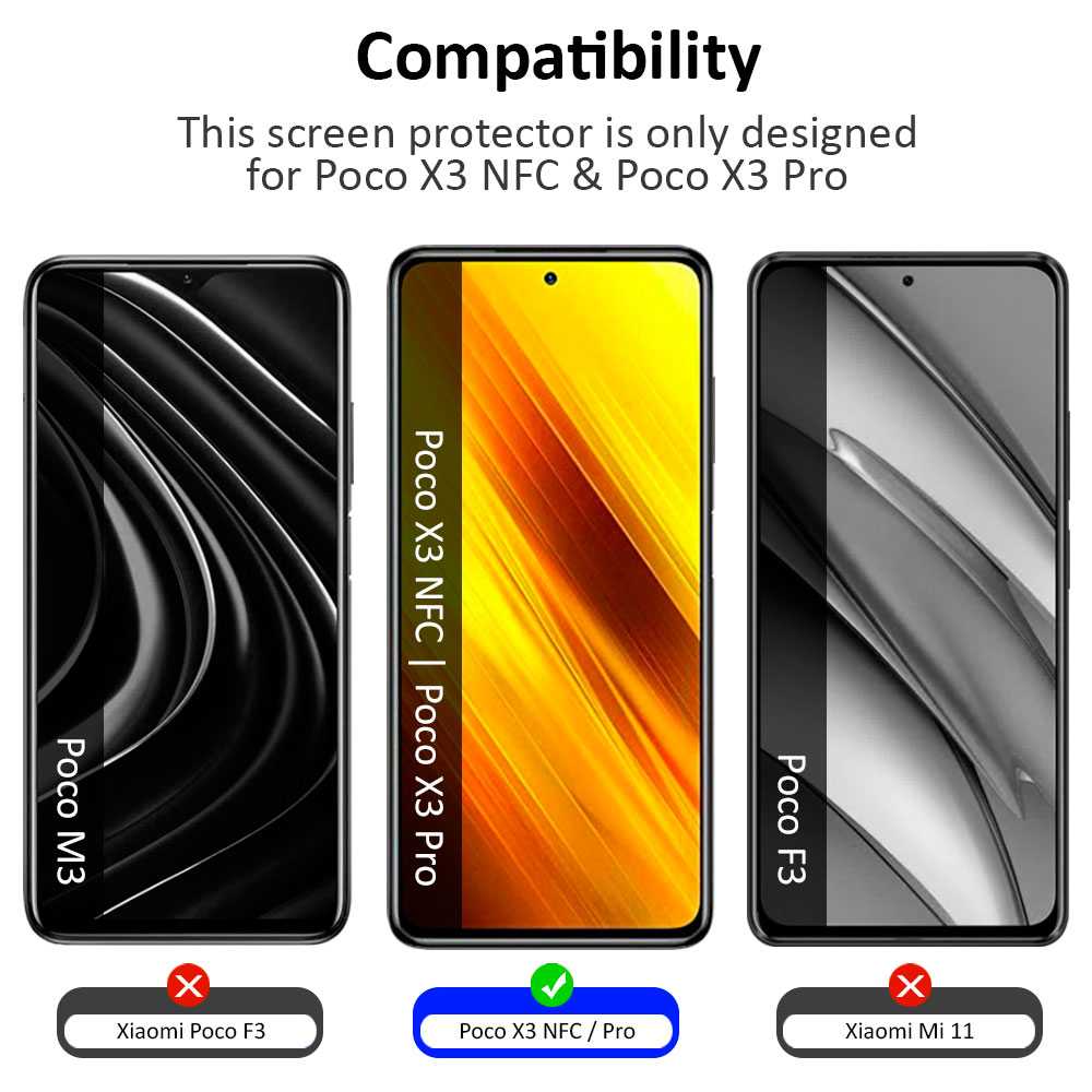 Protector de Pantalla para Xiaomi Pocophone POCO X3 NFC/PRO Cristal Templado 9H 0.3mm Plano Vidrio Anti Golpes Premium