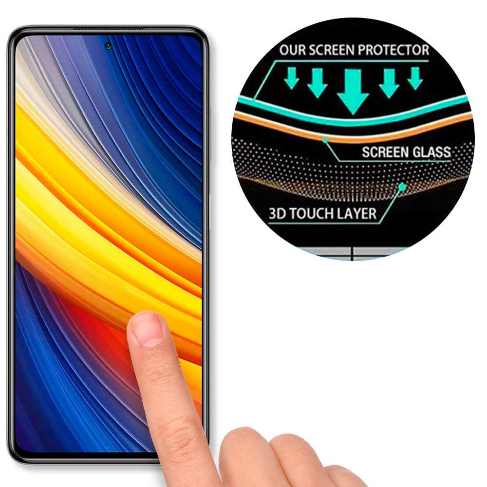 Protector de Pantalla para Xiaomi Pocophone POCO X3 NFC/PRO Cristal Templado 9H 9D Vidrio Antigolpes Marco Borde Negro