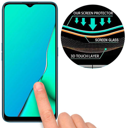 Protector de Pantalla para OPPO A5 2020/A9 2020 Cristal Templado 9H 9D Vidrio Anti Golpes Arañazos Marco Borde Negro