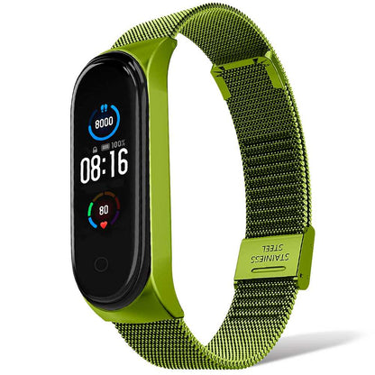 Correa Metálica Compatible con Xiaomi Mi Smart Band 5 6 Verde Pulsera de Recambio Repuesto Acero Inoxidable Brazalete