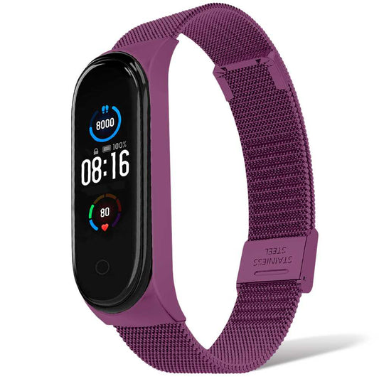 Correa Metálica Compatible con Xiaomi Mi Smart Band 5 6 Violeta Pulsera de Recambio Repuesto Acero Inox Brazalete