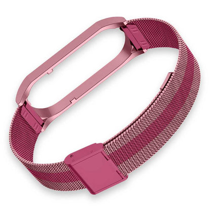 Correa Metálica Compatible con Xiaomi Mi Smart Band 5 6 Doble Rosa Pulsera de Recambio Repuesto Acero Inox Brazalete