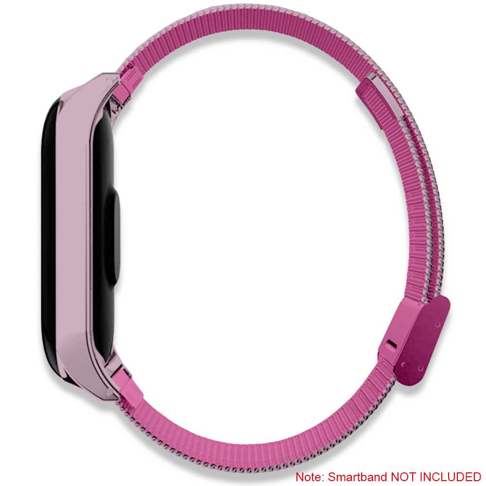 Correa Metálica Compatible con Xiaomi Mi Smart Band 5 6 Doble Rosa Pulsera de Recambio Repuesto Acero Inox Brazalete