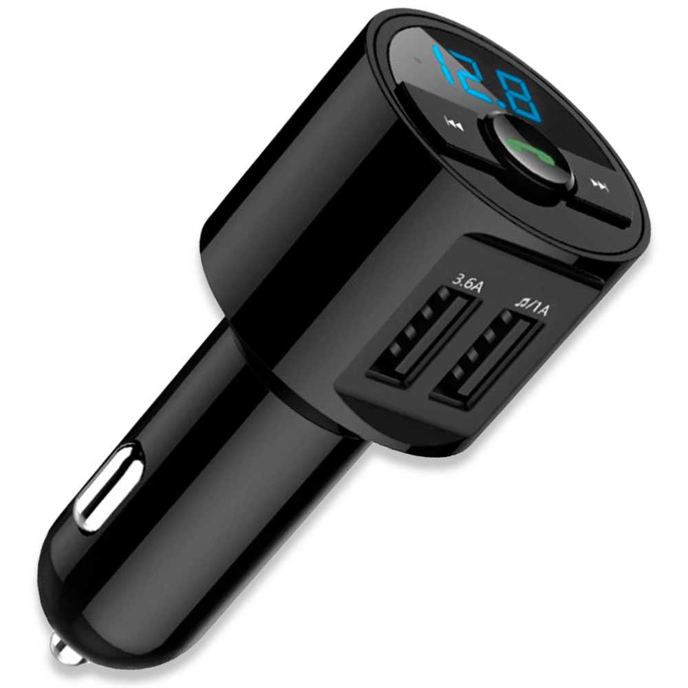 Adaptador BT28 Negro Transmisor Bluetooth Enchufe Mechero Coche 2 Puertos USB para Lector U Disk Pendrive MP3