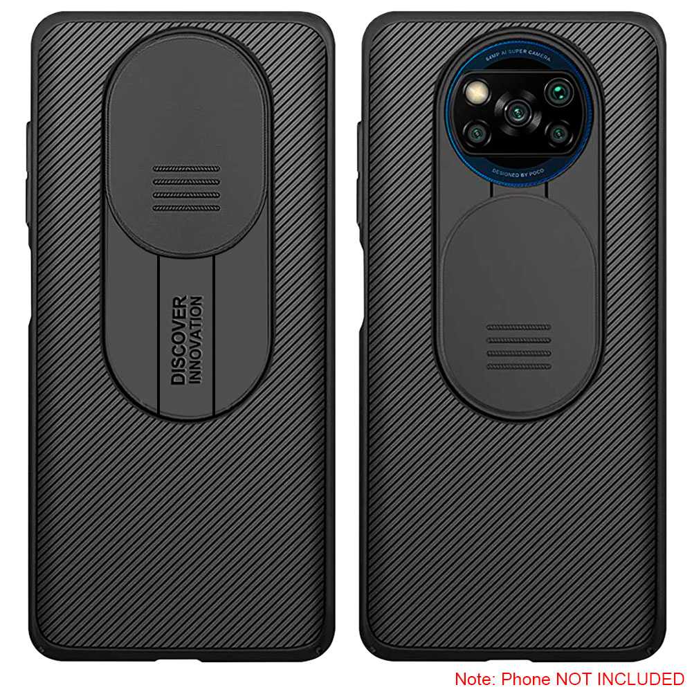 Funda Protectora Compatible con Xiaomi POCO X3/PRO/NFC Negra Carcasa Tapa Deslizante Bumper Protección para Cámara