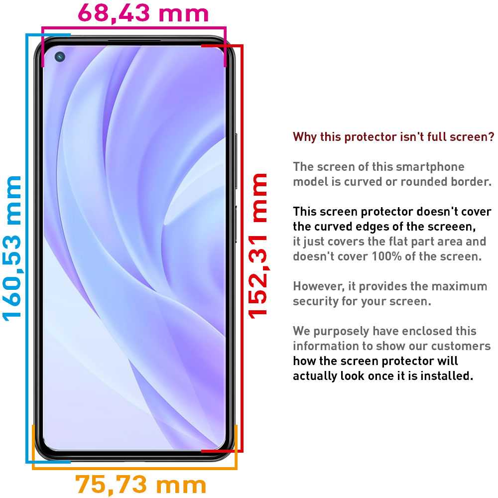 Protector de Pantalla Cristal Templado Premium Compatible con Xiaomi Mi 11 Lite/5G Vidrio Plano 9H AntiGolpes Arañazos