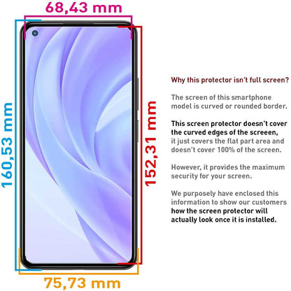 Protector de Pantalla Cristal Templado Premium Compatible con Xiaomi Mi 11 Lite/5G Vidrio Plano 9H AntiGolpes Arañazos