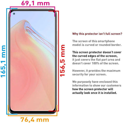 Protector de Pantalla Cristal Templado Premium Compatible con Xiaomi Mi 10T/Xiaomi Mi 10T Pro Vidrio Plano Anti Golpes
