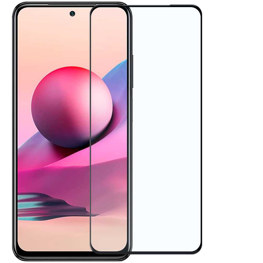 Protector de Pantalla Marco Negro Compatible con Xiaomi Redmi Note 10/10S Cristal Templado 9H 9D Vidrio Antishock Borde