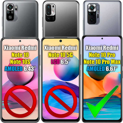 Protector de Pantalla Marco Negro Compatible con Xiaomi Redmi Note 10 PRO/MAX Cristal Templado 9H 9D Vidrio Antigolpes