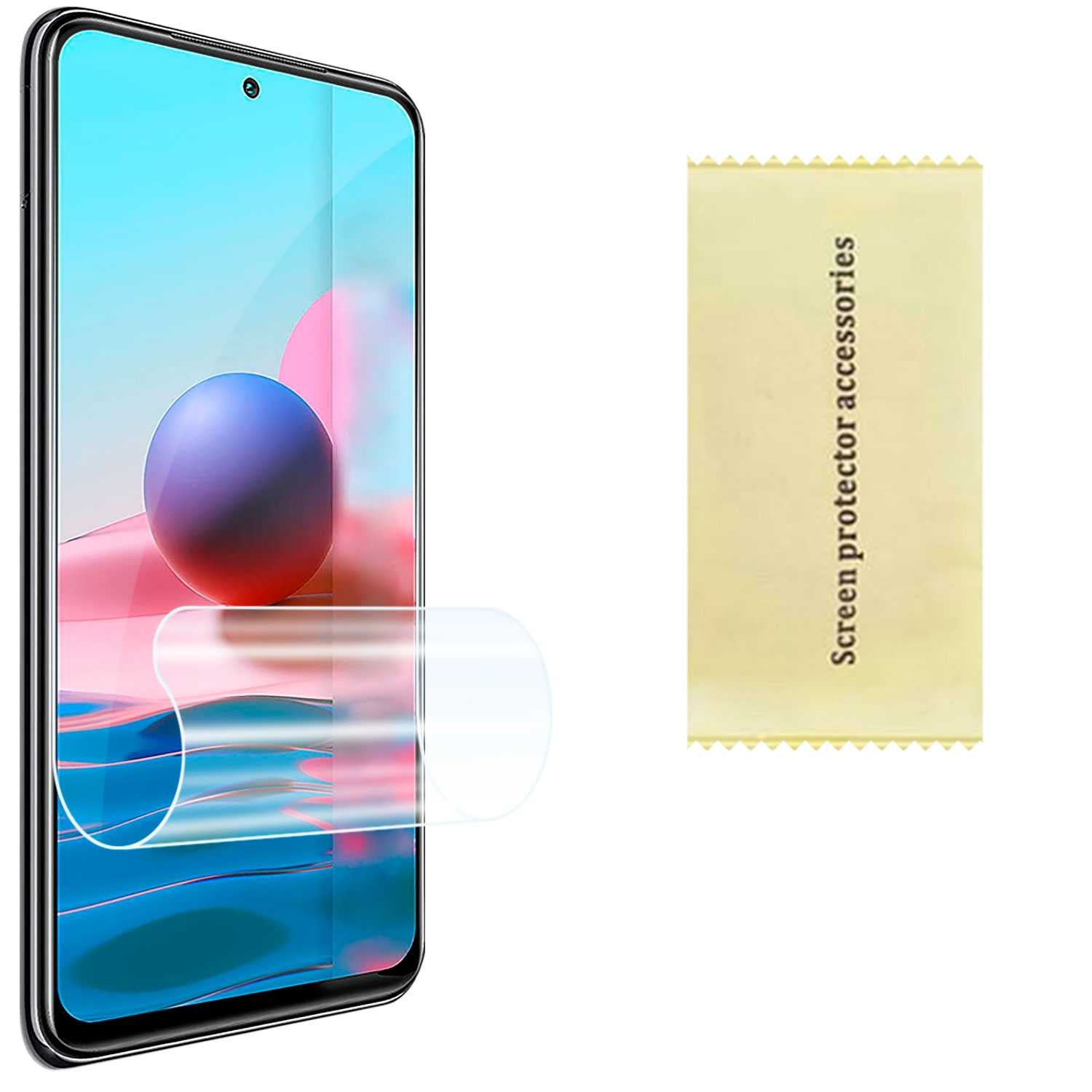 Protector Completo de Pantalla Hidrogel Compatible con Xiaomi Redmi Note 10/10S Lámina Película Protectora Antihuella