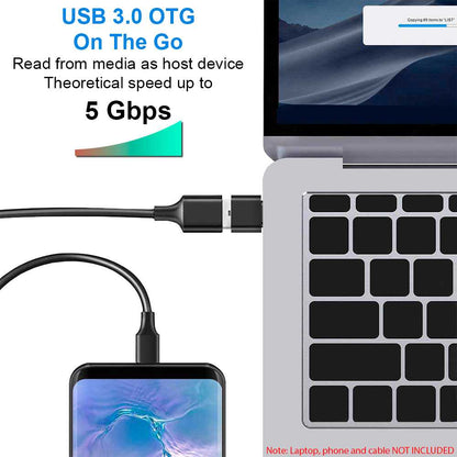 Adaptador OTG Conversor de USB 3.0 A Tipo C H/M Negro Convertidor para Ordenador Portátil Teléfono Tablet Smartphone
