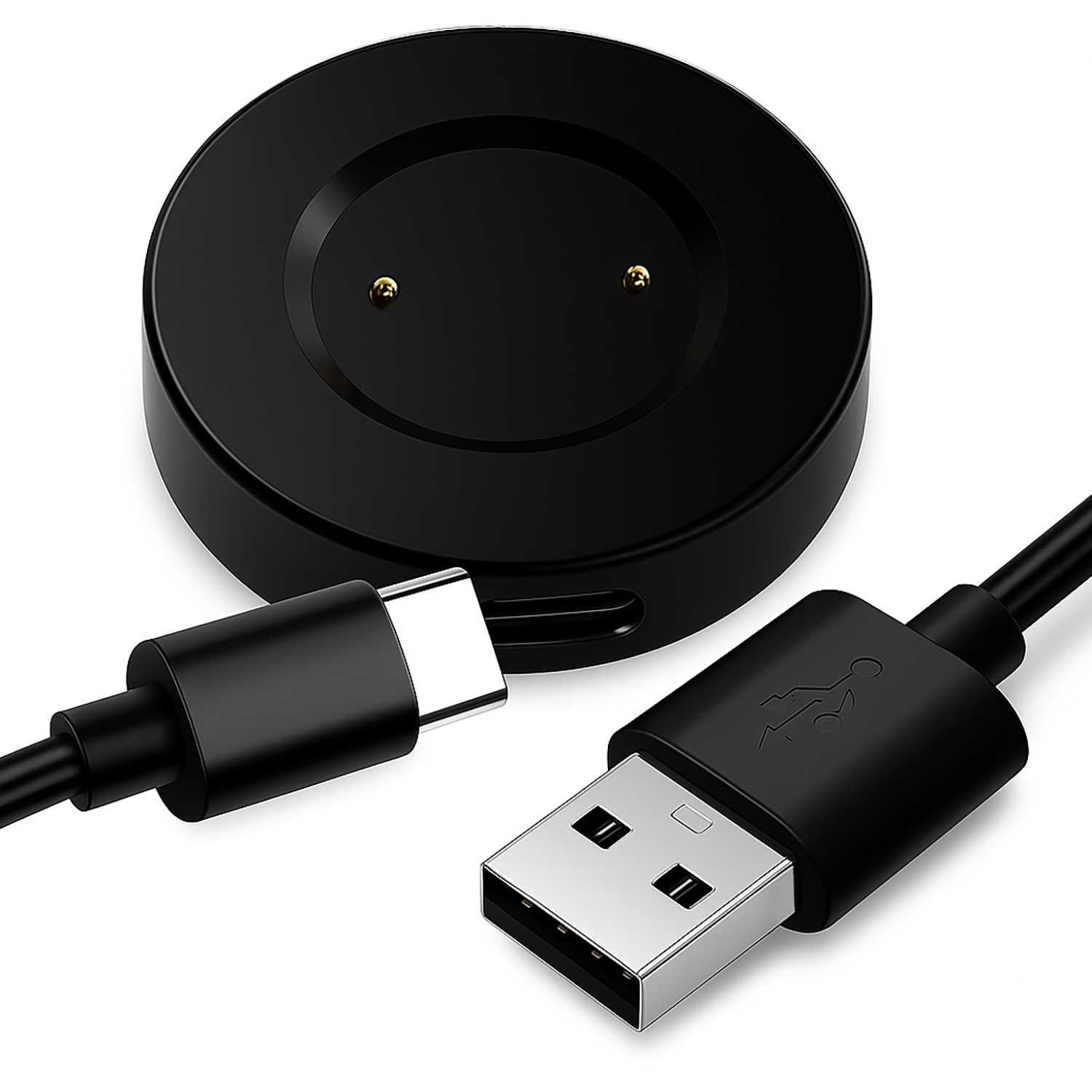Cable 80 cm USB+Base de Carga 2 Pines Negro Compatible con Huawei Watch GT/2/2E, Compatible con Honor Watch Magic/2/Dream Cargador