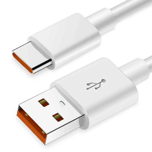 Cable USB Tipo C 0,5m 6A 100BA Blanco de Carga Datos Cargador Rápido Quick Charge para Teléfonos Smartphones Tablets