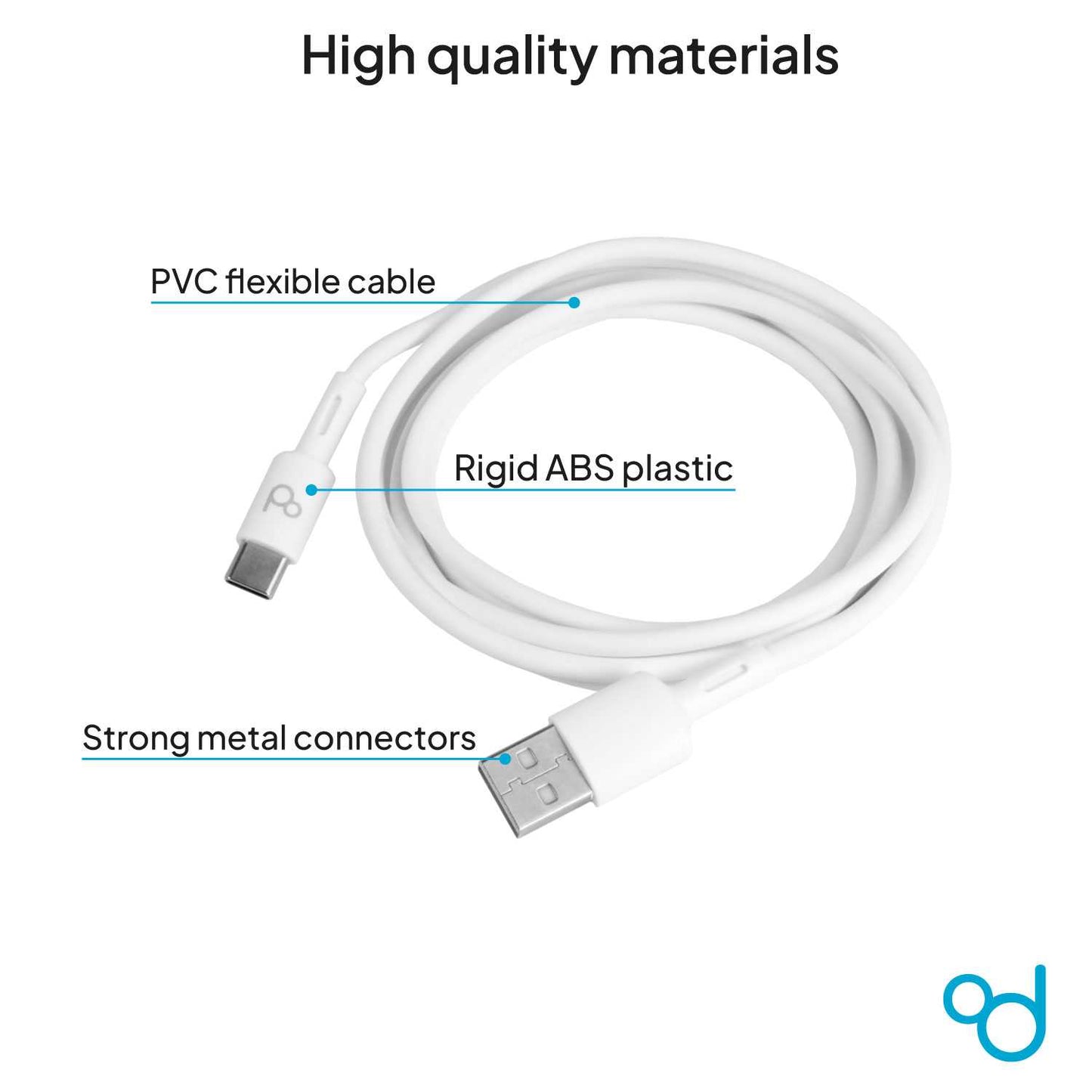 Cable USB Tipo C 1m 6A 148BA Blanco de Carga Datos Cargador Rápido Quick Charge para Teléfonos Smartphones Tablets