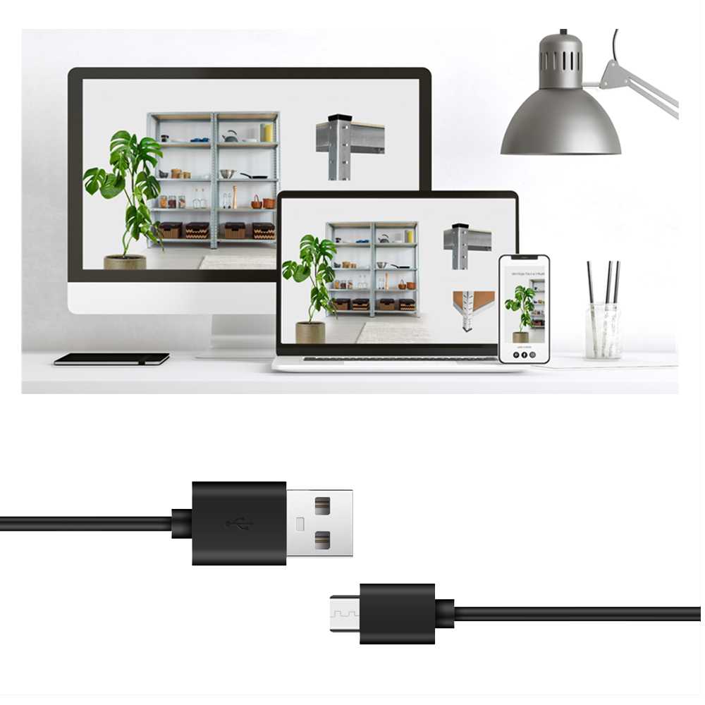 Cable de Carga Conector Micro USB B a USB Tipo A 2.0 Doble Macho Corto 18cm Negro para Telefonos Moviles Smartphones Tablets Cargador Latiguillo