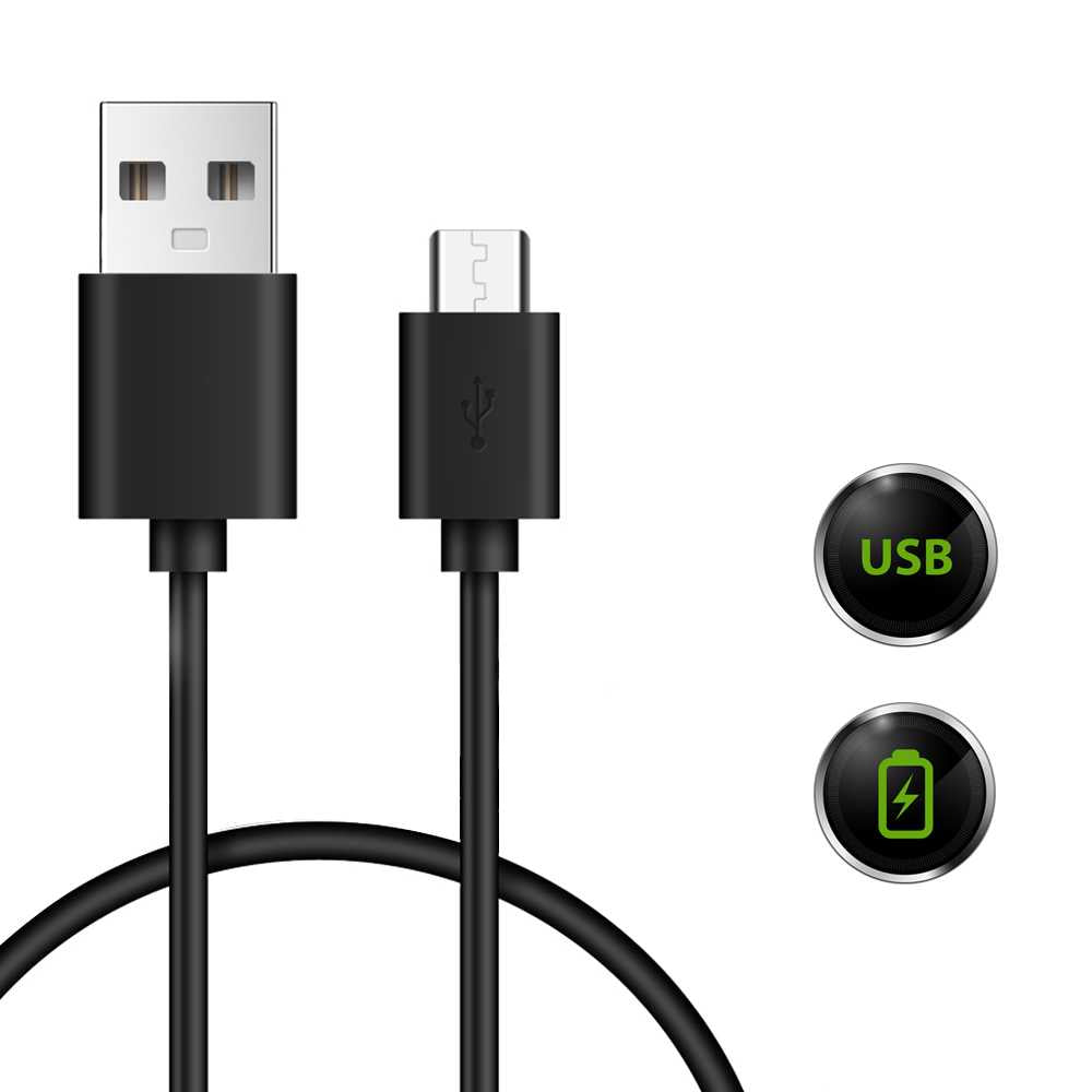 Cable de Carga Conector Micro USB B a USB Tipo A 2.0 Doble Macho Corto 18cm Negro para Telefonos Moviles Smartphones Tablets Cargador Latiguillo