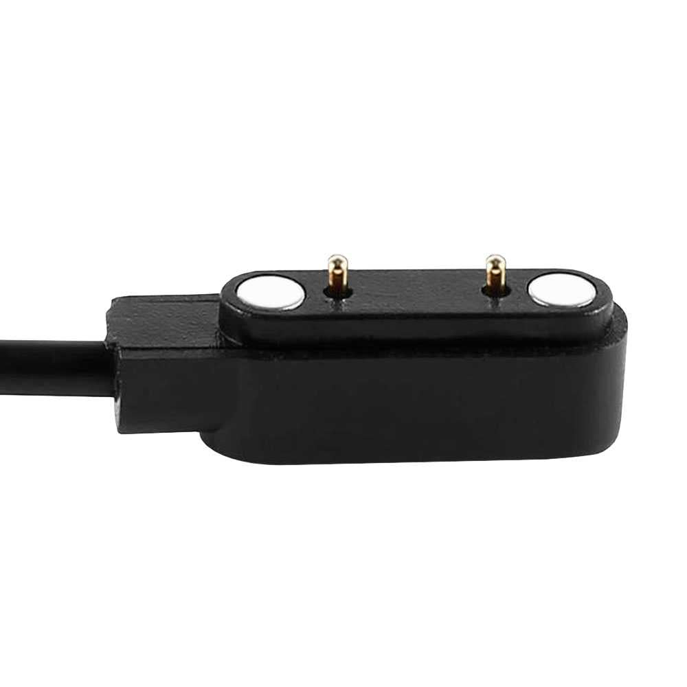 Cable Carga Magnética Negro 2 Pines con Espaciado Separación de 7,62mm para Smartwatch Cargador Magnético USB Dos Imanes Recambio Repuesto Reemplazo Reloj Inteligente