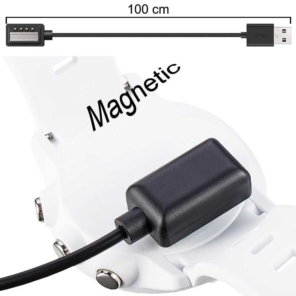 Cable de Carga y Transferencia de Datos USB 1m Compatible con Suunt Spartan Ultra HR 9 Baro Conector Magnético Imán