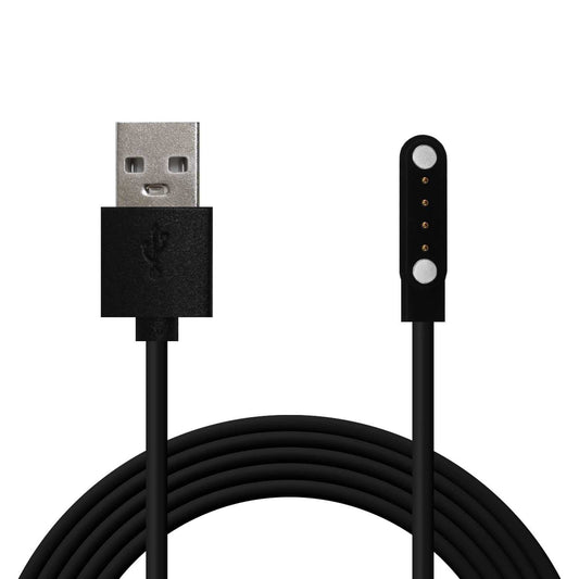 Cable Usb Cargador para Reloj Inteligente Modelo Universal 4 Pines 9 mm Base Magnética-Varios Modelos Smartwatches. Negro