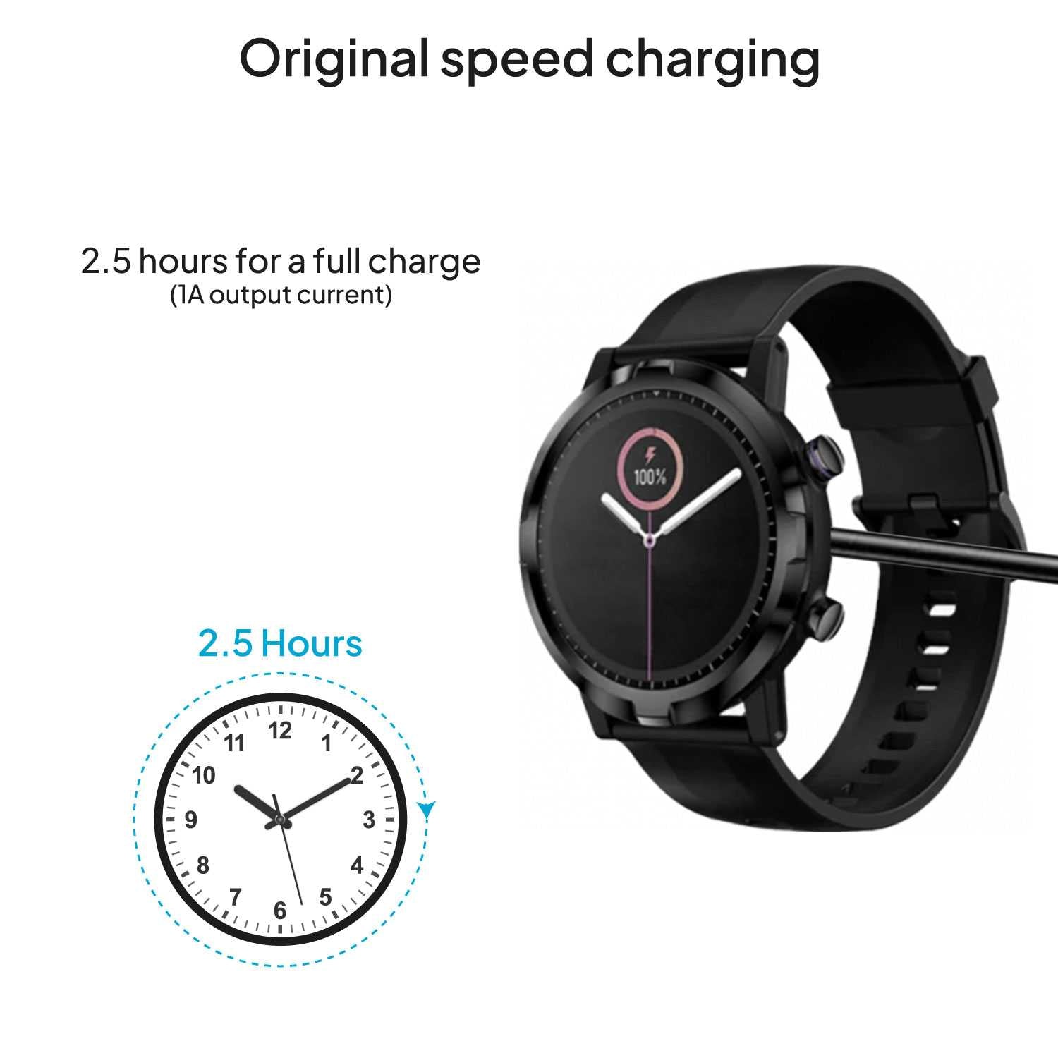 Cable Usb Cargador para Reloj Inteligente Modelo Universal 4 Pines 9 mm Base Magnética-Varios Modelos Smartwatches. Negro