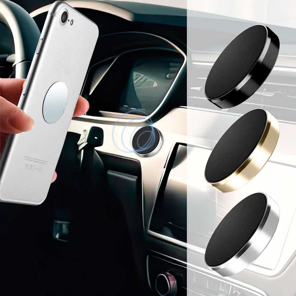 Soporte Magnético para Smartphone base con imán para coche Superficies Planas Ø33 mm Negro