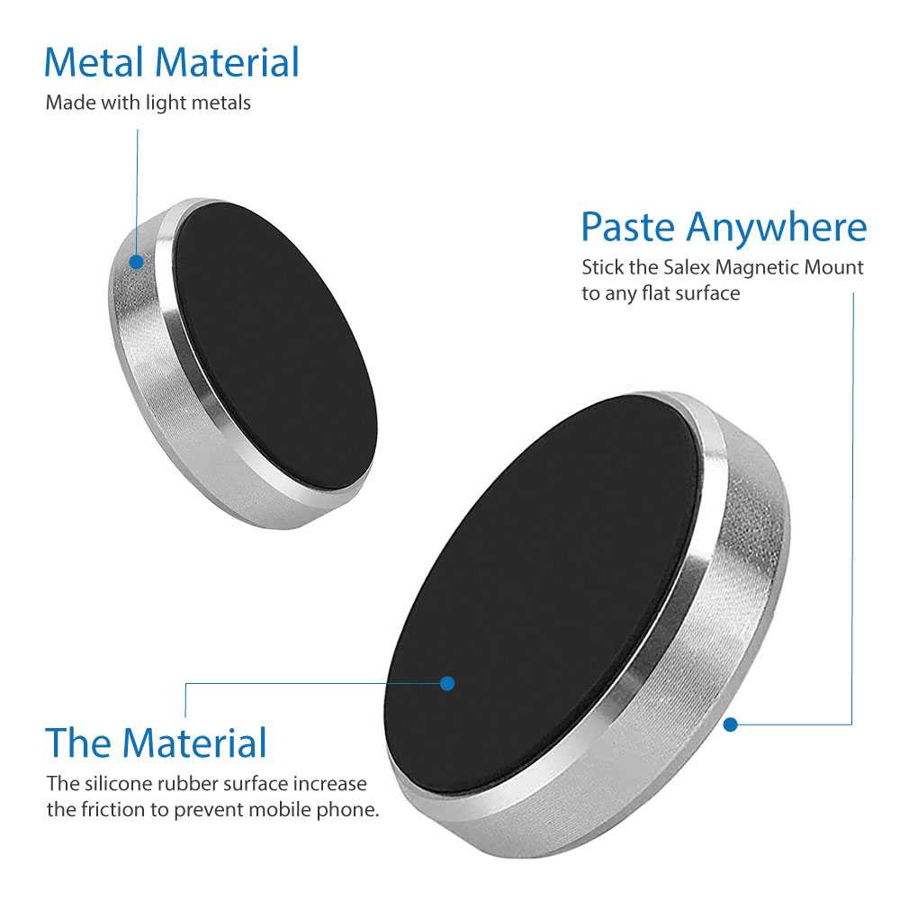 Soporte Magnético para Smartphone base con imán para coche Superficies Planas Ø33 mm Plata