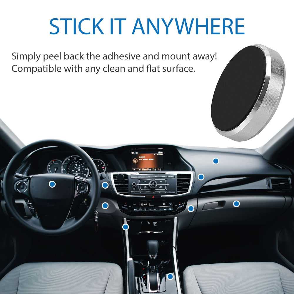 Soporte Magnético para Smartphone base con imán para coche Superficies Planas Ø33 mm Plata