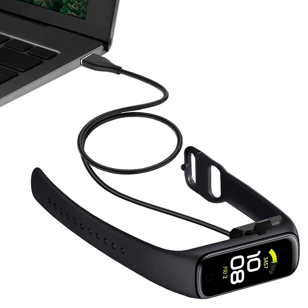 Cable Cargador Puerto USB 1m Negro Compatible con Reloj Sam Galax Fit 2 SM-R220 de Repuesto Recambio Carga