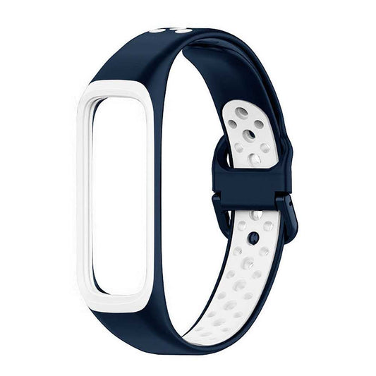 Pulsera Deportiva de Repuesto de Silicona Suave Correas Compatible con S Galaxy Fit 2 Unisex Azul/Blanco