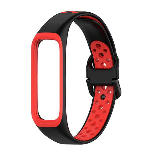 Pulsera Deportiva de Repuesto de Silicona Suave Correas Compatible con S Galaxy Fit 2 Unisex Negro/Rojo