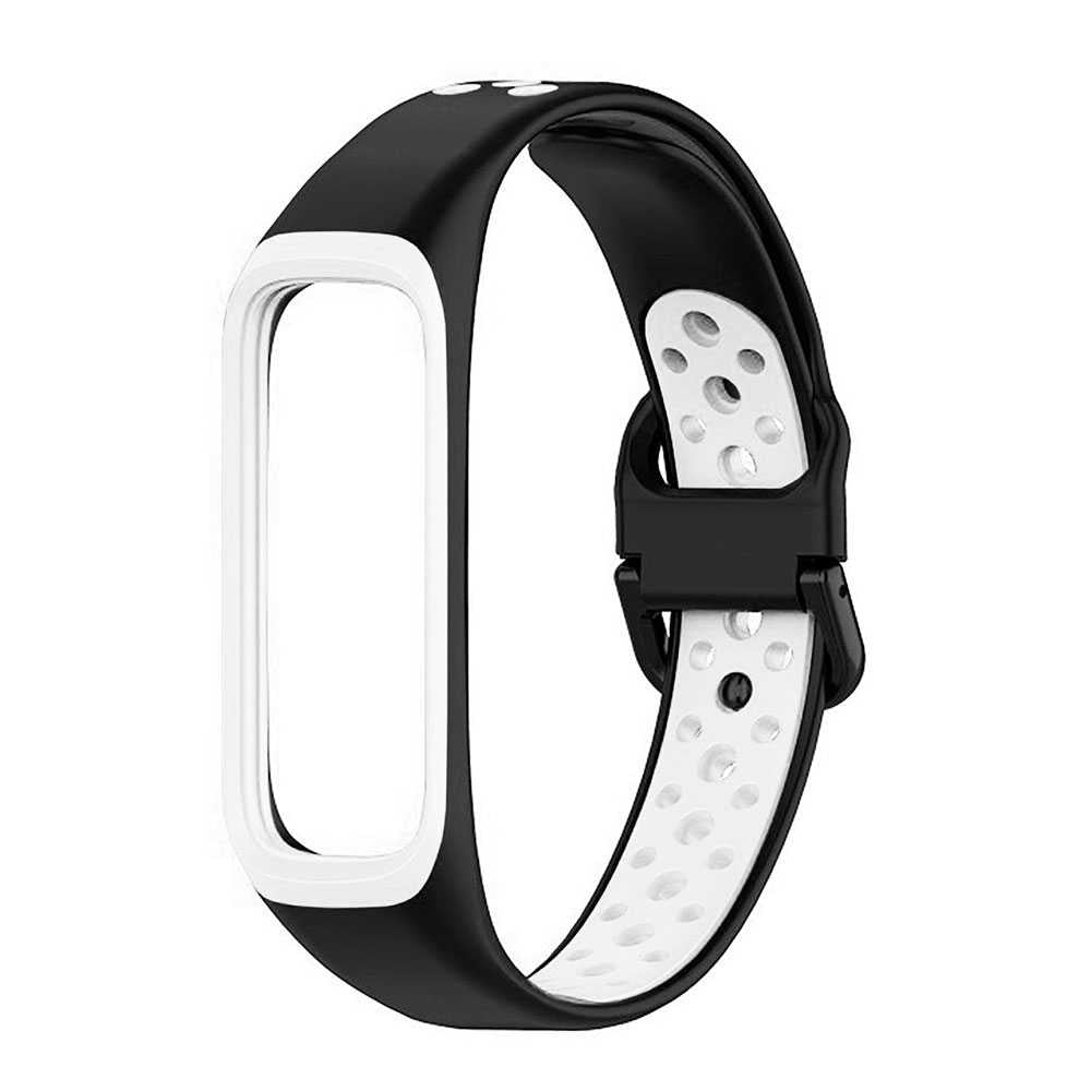 Pulsera Deportiva de Repuesto de Silicona Suave Correas Compatible con S Galaxy Fit 2 Unisex Negro/Blanco