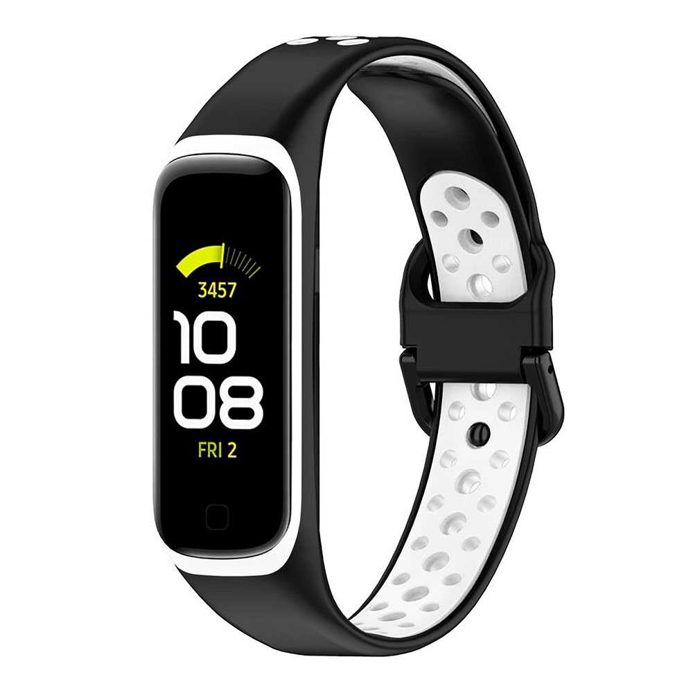 Pulsera Deportiva de Repuesto de Silicona Suave Correas Compatible con S Galaxy Fit 2 Unisex Negro/Blanco