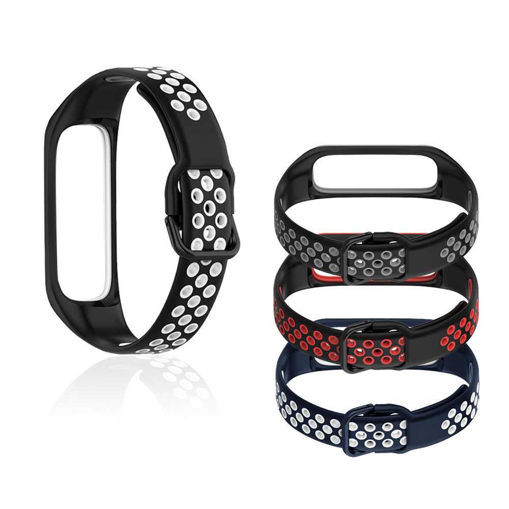 Pulsera Deportiva de Repuesto de Silicona Suave Correas Compatible con S Galaxy Fit 2 Unisex Negro/Blanco