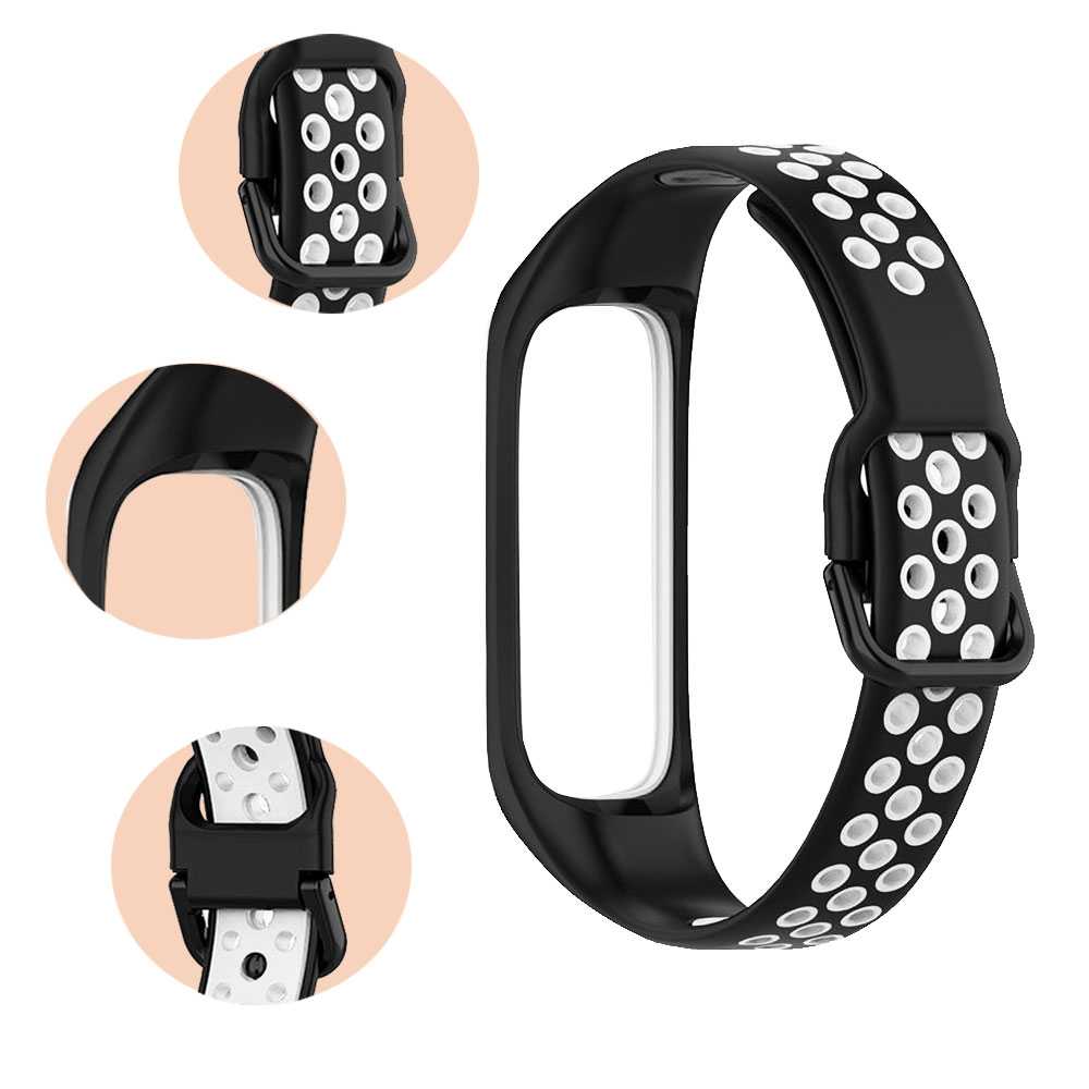 Pulsera Deportiva de Repuesto de Silicona Suave Correas Compatible con S Galaxy Fit 2 Unisex Negro/Blanco